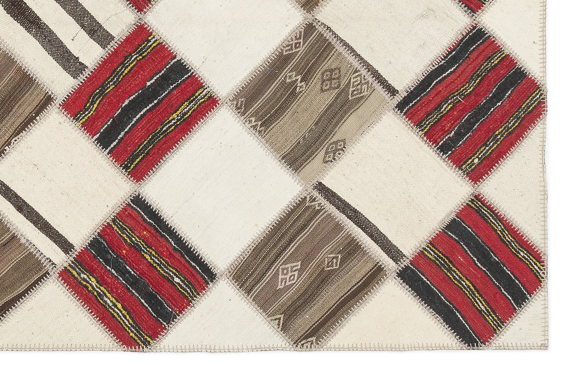 Teselya Bej Çizgili Yün El Dokuma Halısı 175 x 217 Apex Unique