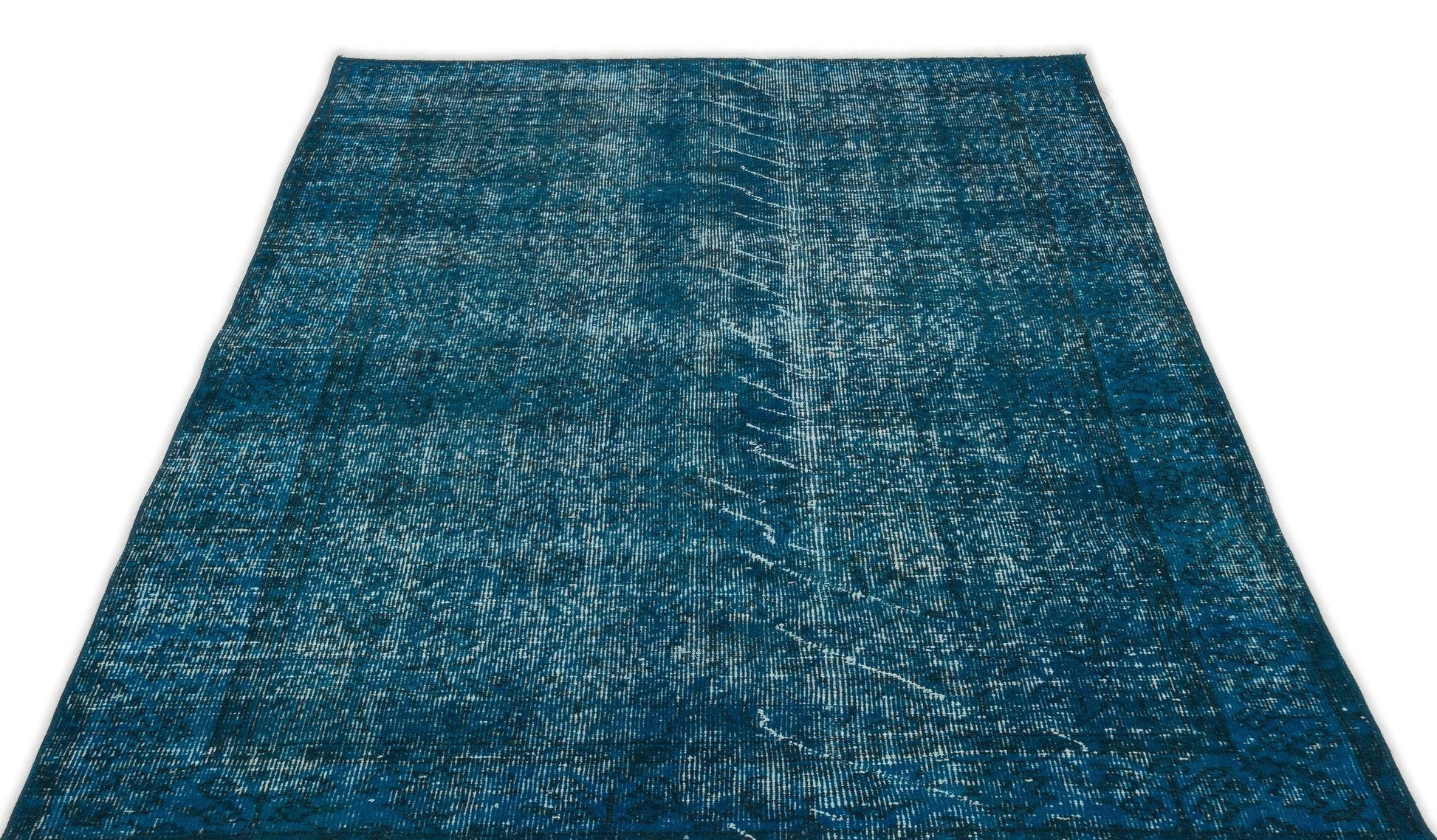 Krem Mavi Bohem Eskitme Yün Halı 135x229