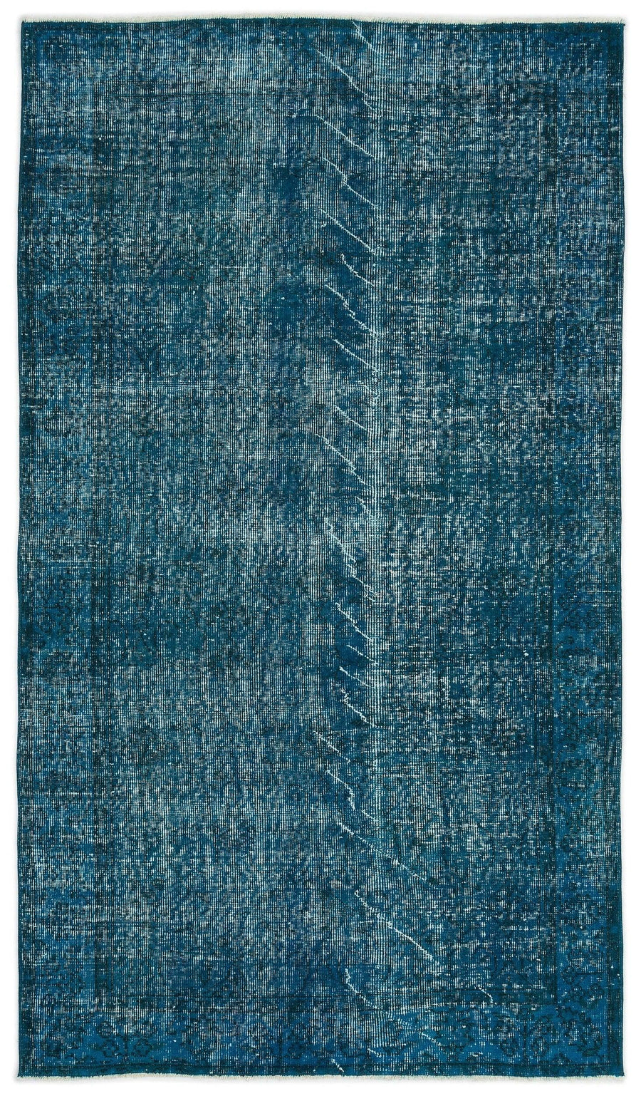 Blue Abstract Hand-Knotted Wool Area Rug 135x229 cm (4'5" x 7'6") – in the hallway