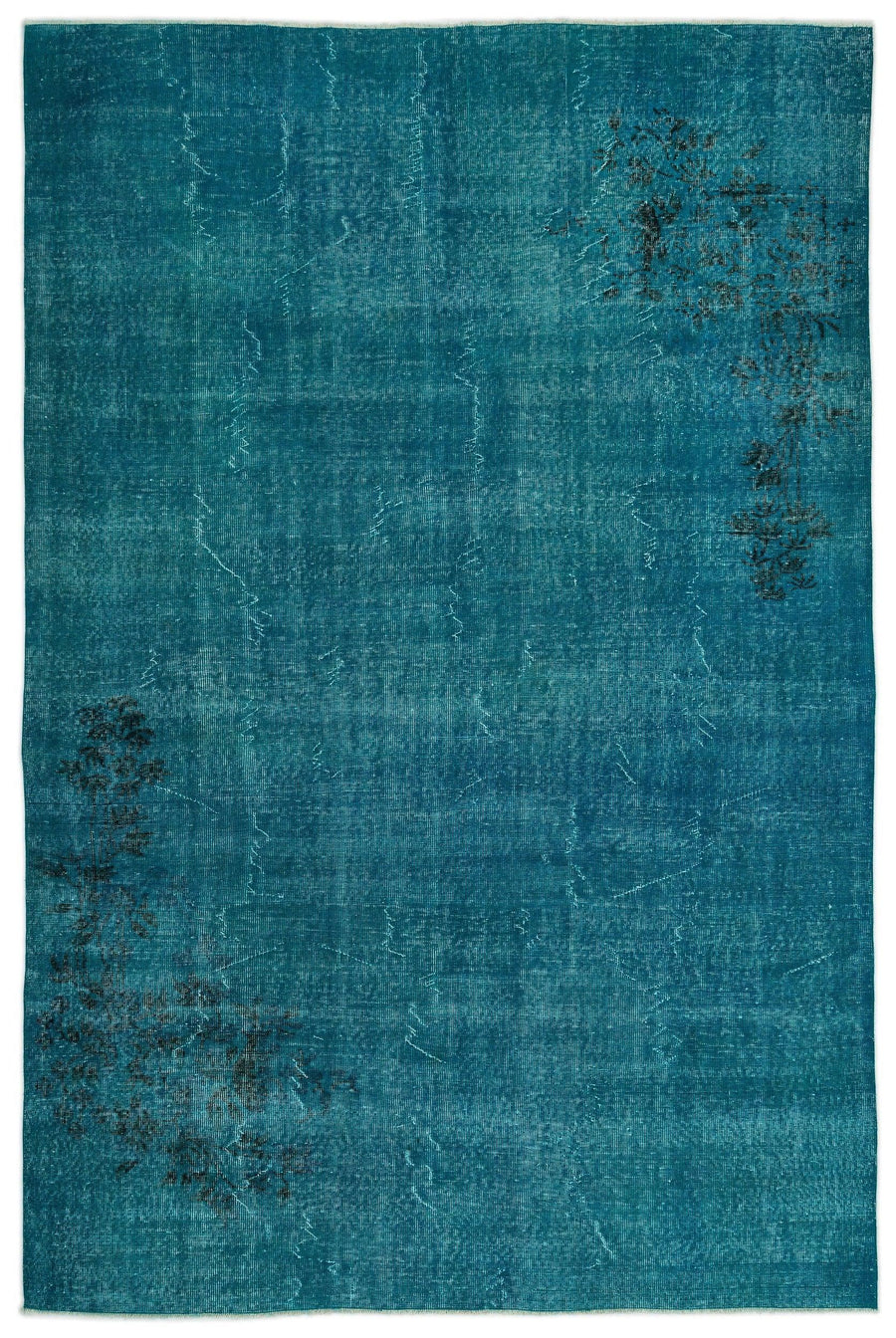 Handgeknüpfter Wollteppich mit abstraktem Design in Türkis 205x316 cm – im Wohnzimmer