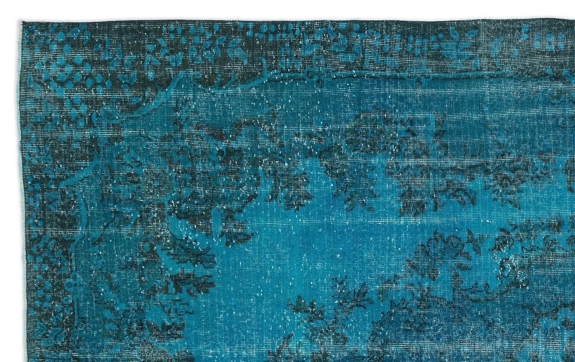 Beyaz Lacivert Anadolu Bohem Eskitme Yün Halı 199x328 - Özel Seri