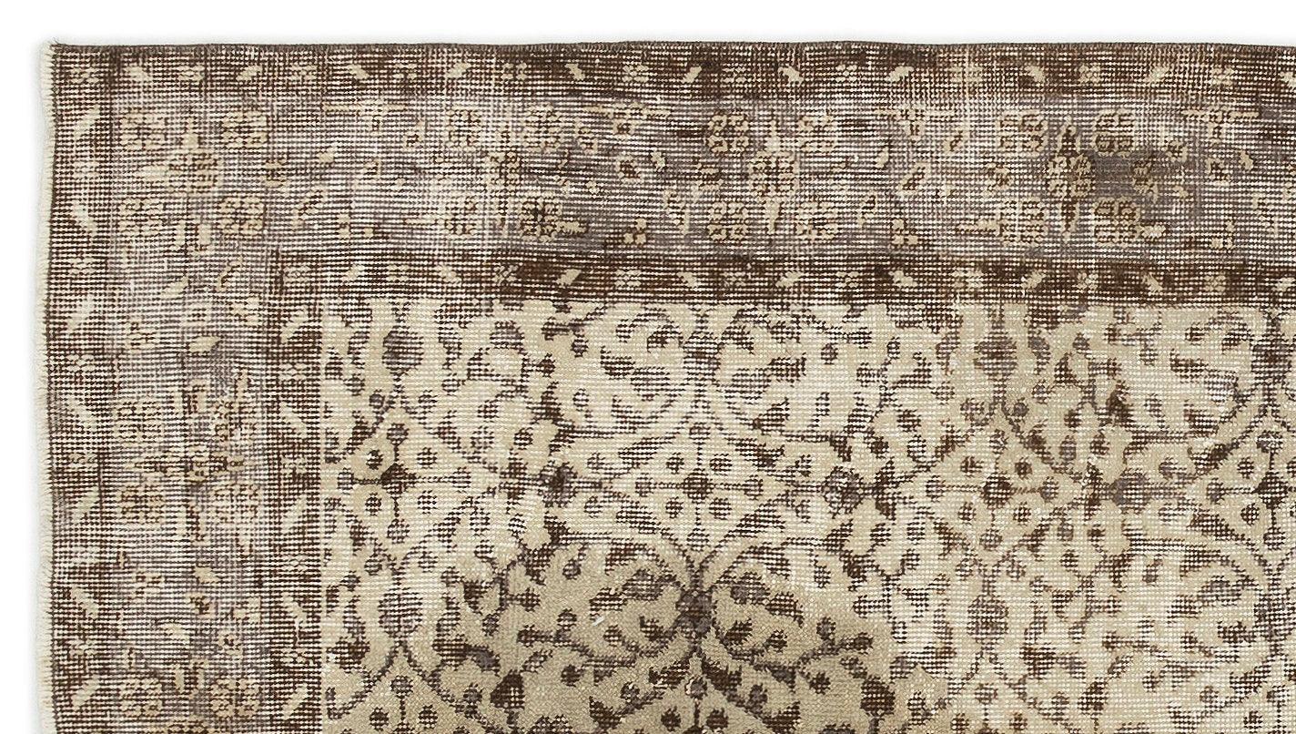 Bej Anadolu Eskitme Çiçekli Yün Halı 116x208 - Özel Seri