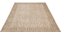 Beige Floral Turkish Rug, Hand-Knotted Wool Area Rug 157x262 cm (5'2" x 8'7")