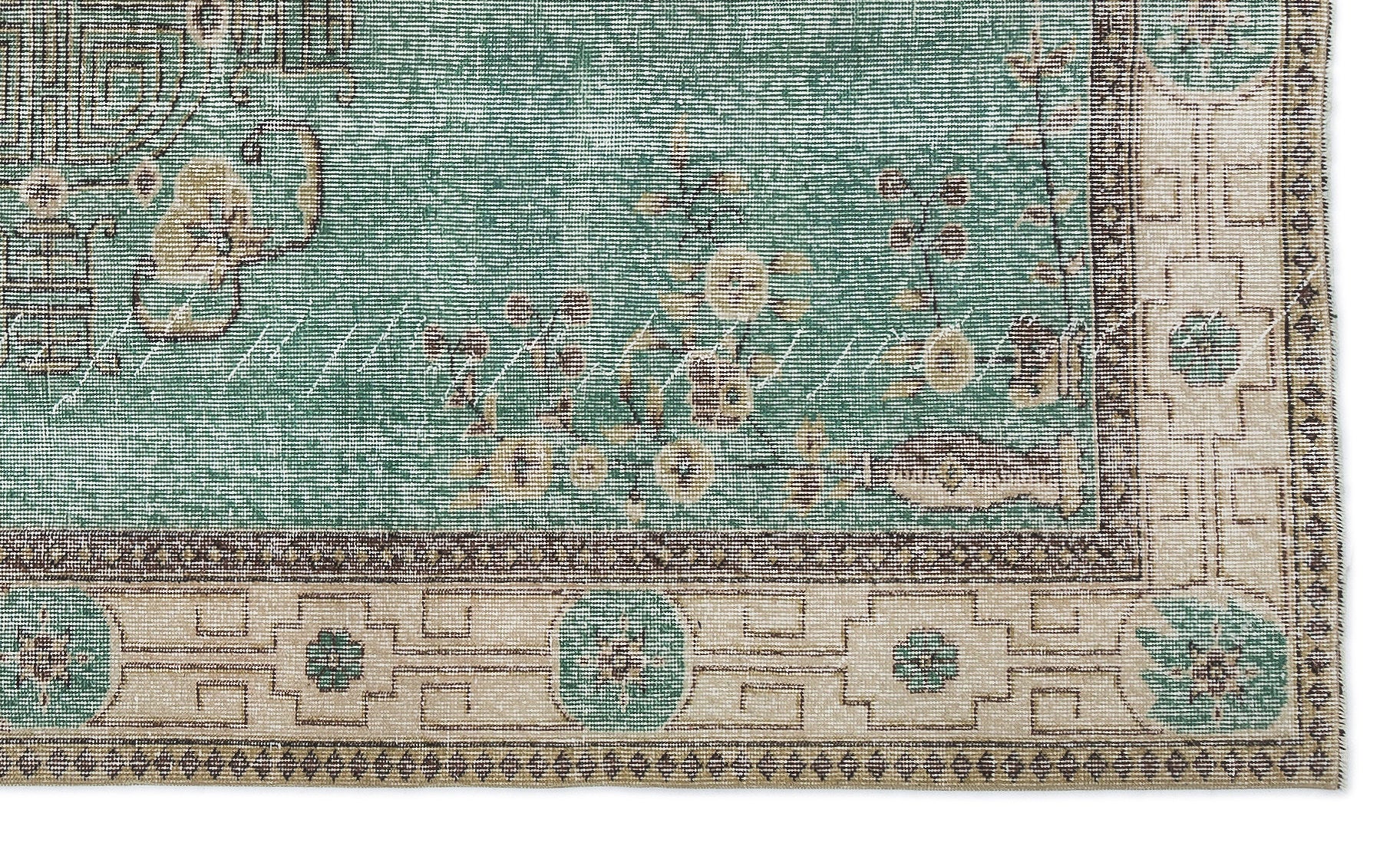 Atina Yeşil Çerçeveli Yün El Dokuma Halısı 154 x 261 Apex Unique