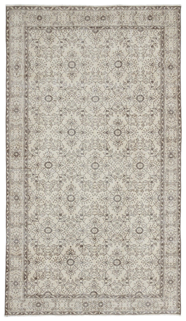 Bej Anadolu Geometrik Çiçekli Yün Halı 181x313 - Özel Seri