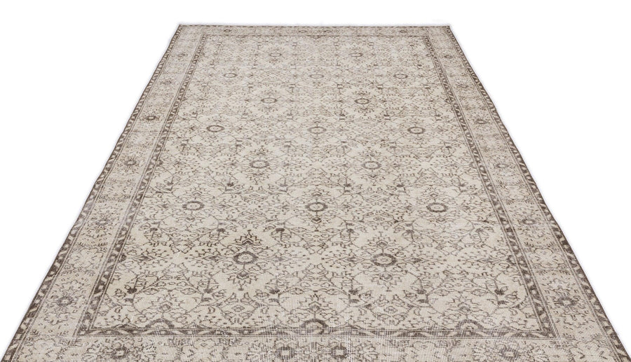 Bej Anadolu Geometrik Çiçekli Yün Halı 181x313 - Özel Seri