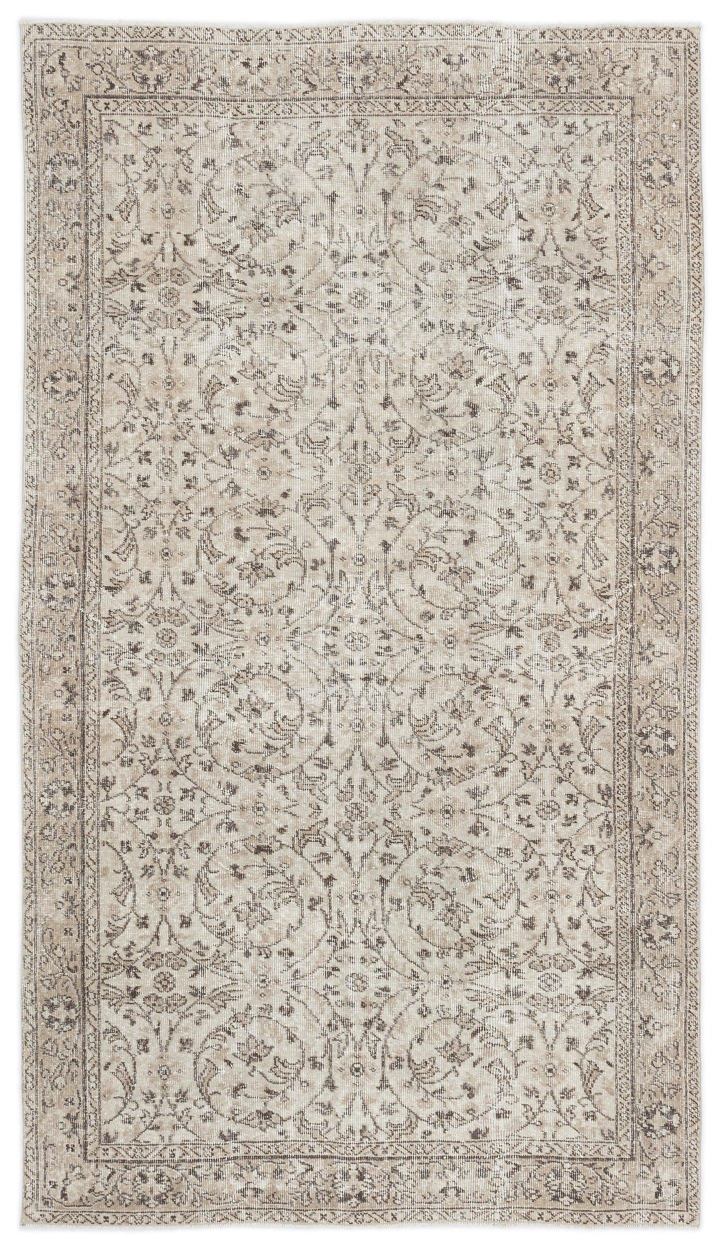 Bej Anadolu Eskitme Çiçekli Yün Halı 150x261 - Özel Seri