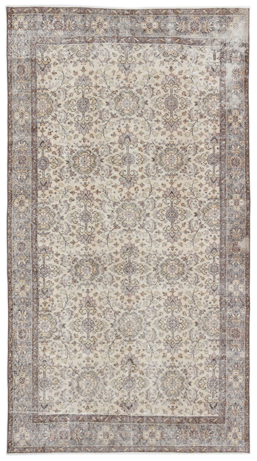 Bej Anadolu Eskitme Geometrik Yün Halı 160x285 - Özel Seri