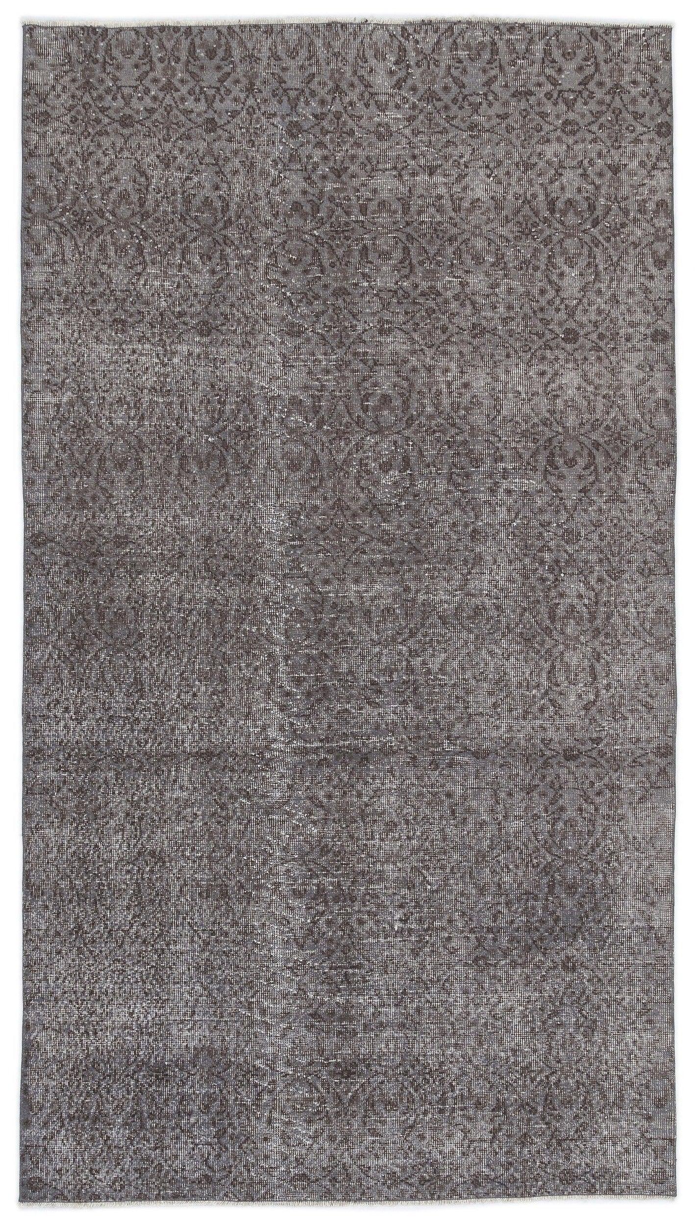 Gri Anadolu Geometrik Çiçekli Yün Halı 147x258 - Özel Seri