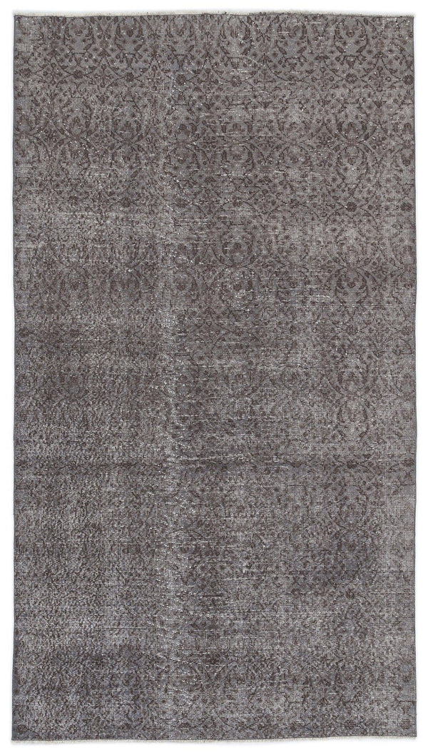 Gri Anadolu Geometrik Çiçekli Yün Halı 147x258 - Özel Seri