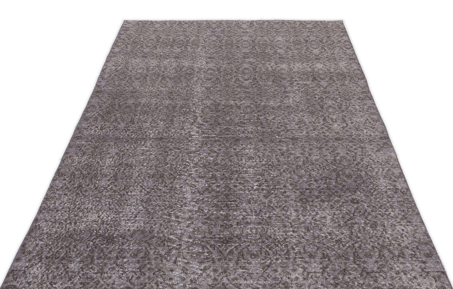 Gri Anadolu Geometrik Çiçekli Yün Halı 147x258 - Özel Seri