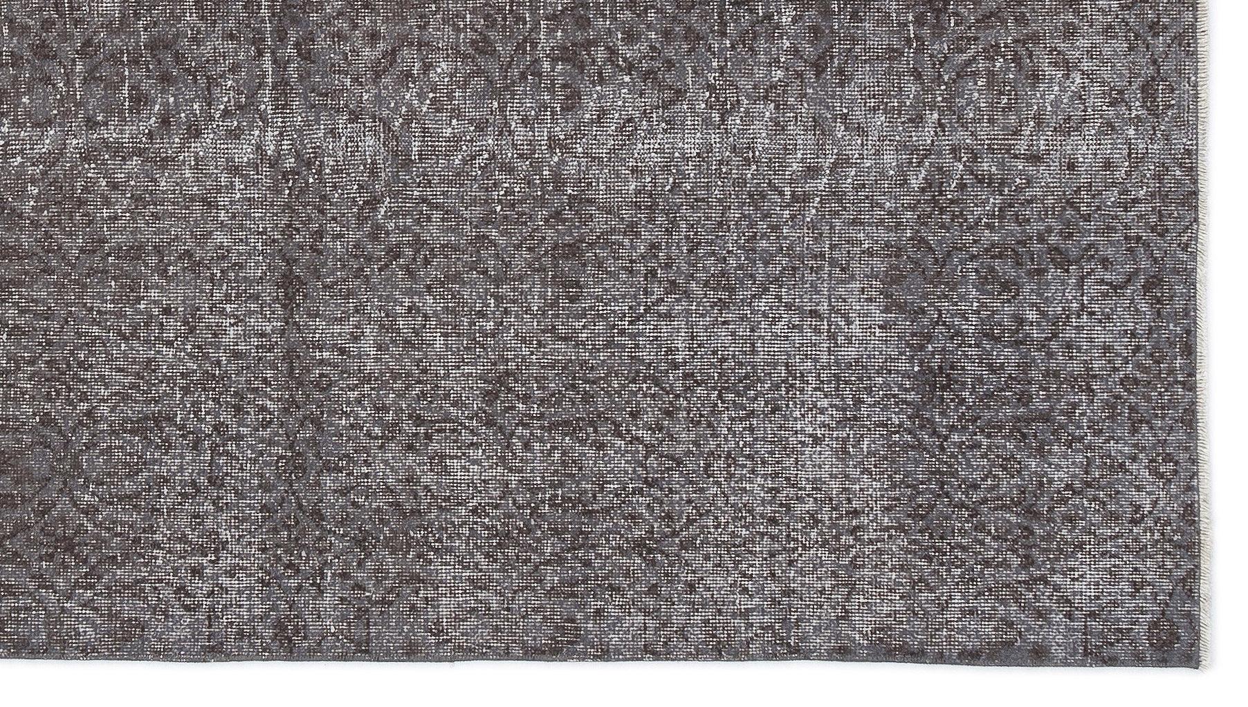 Gri Anadolu Geometrik Çiçekli Yün Halı 147x258 - Özel Seri