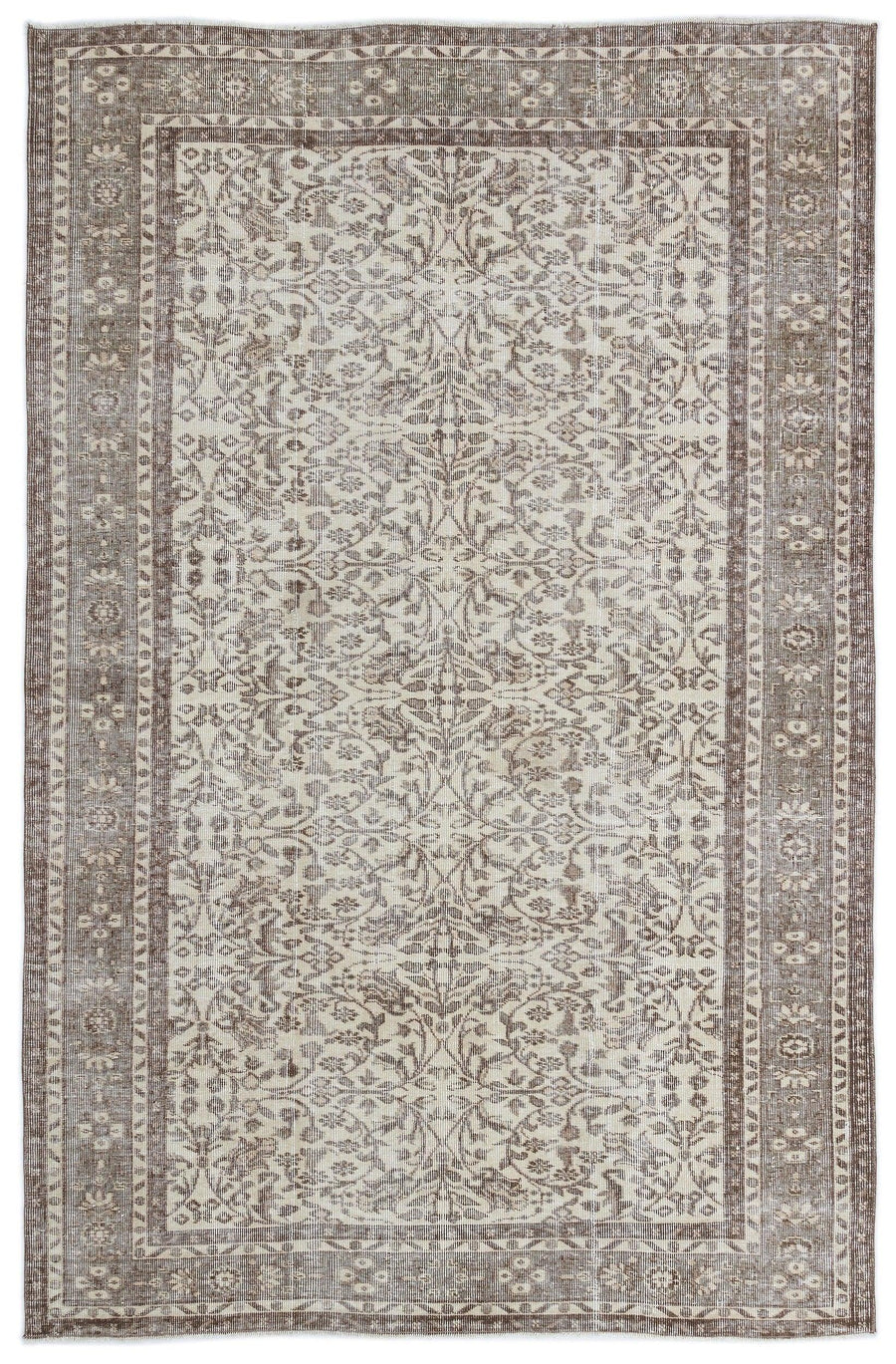 Beiger Vintage Teppich mit floralem Muster in Braun 176x272 cm – im Wohnzimmer