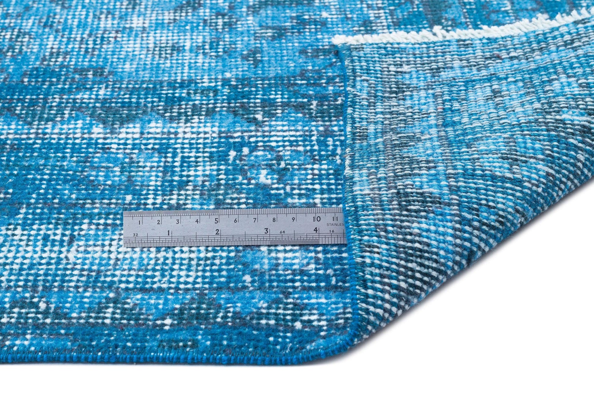 Beyaz Krem Anadolu Eskitme Geometrik Yün Halı 215x315 - Özel Seri