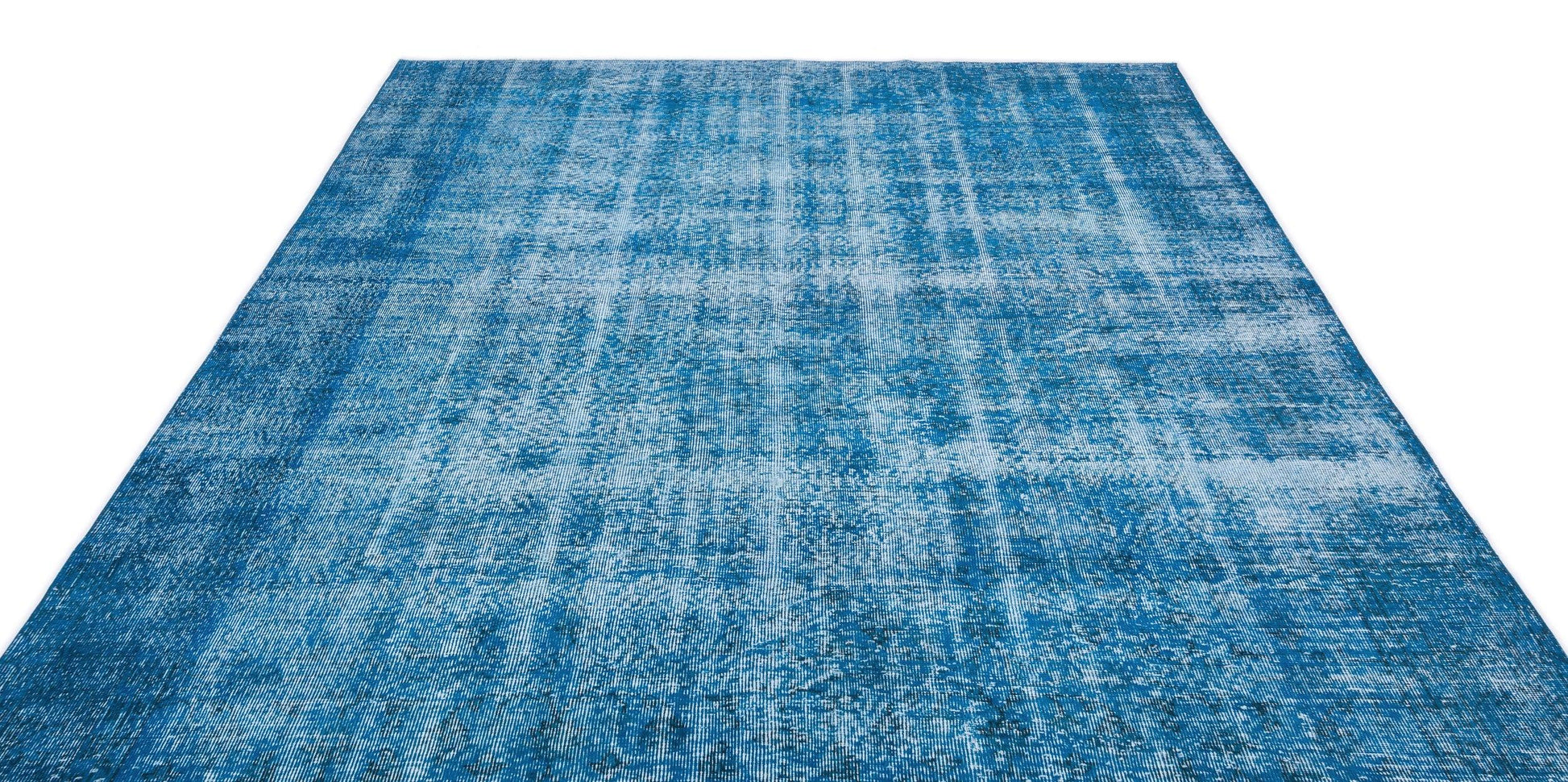 Beyaz Lacivert Eskitme Modern Yün Halı 216x320