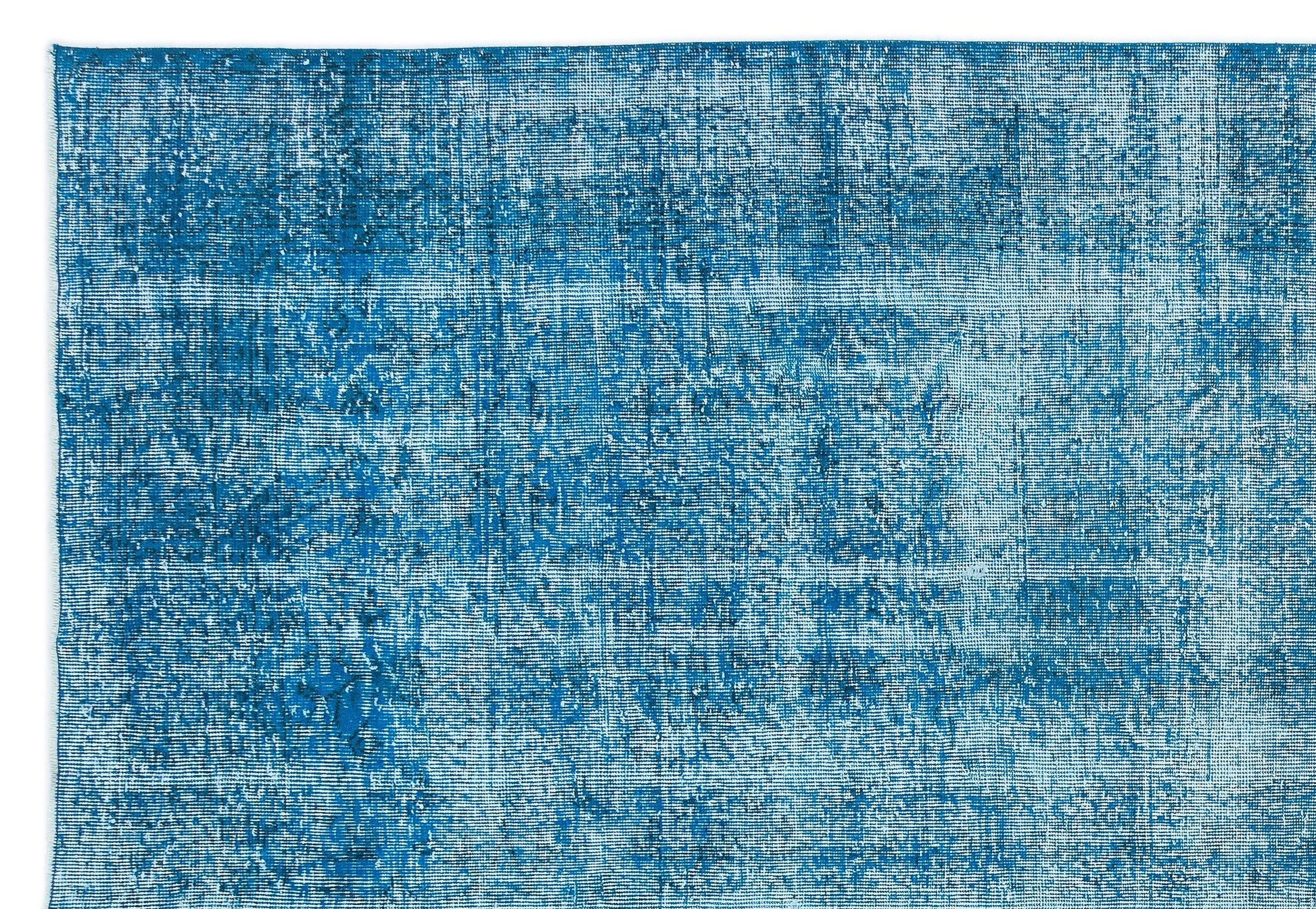 Beyaz Lacivert Eskitme Modern Yün Halı 216x320