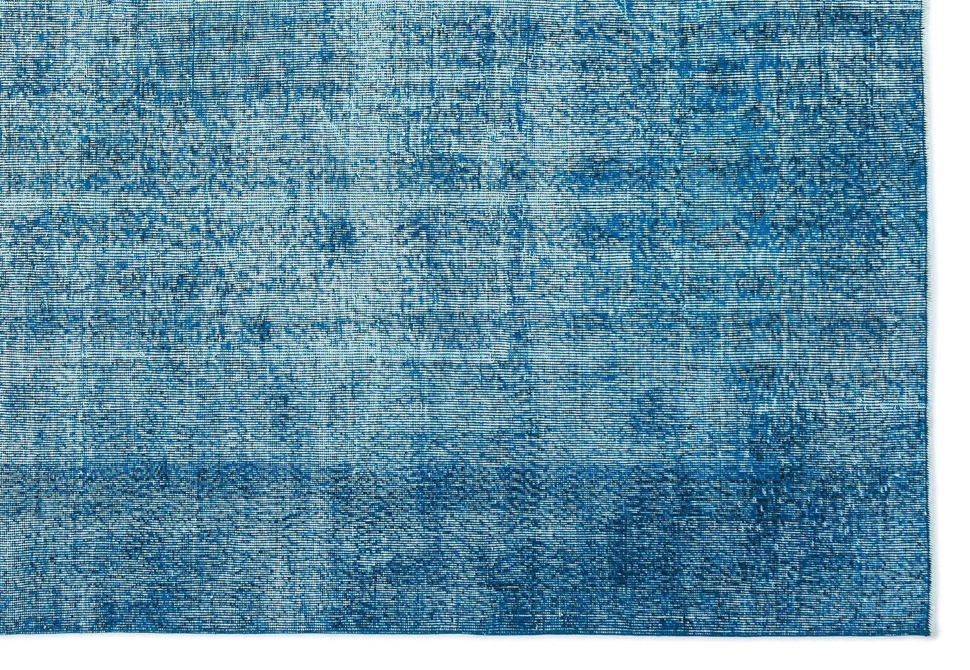 Beyaz Lacivert Eskitme Modern Yün Halı 216x320