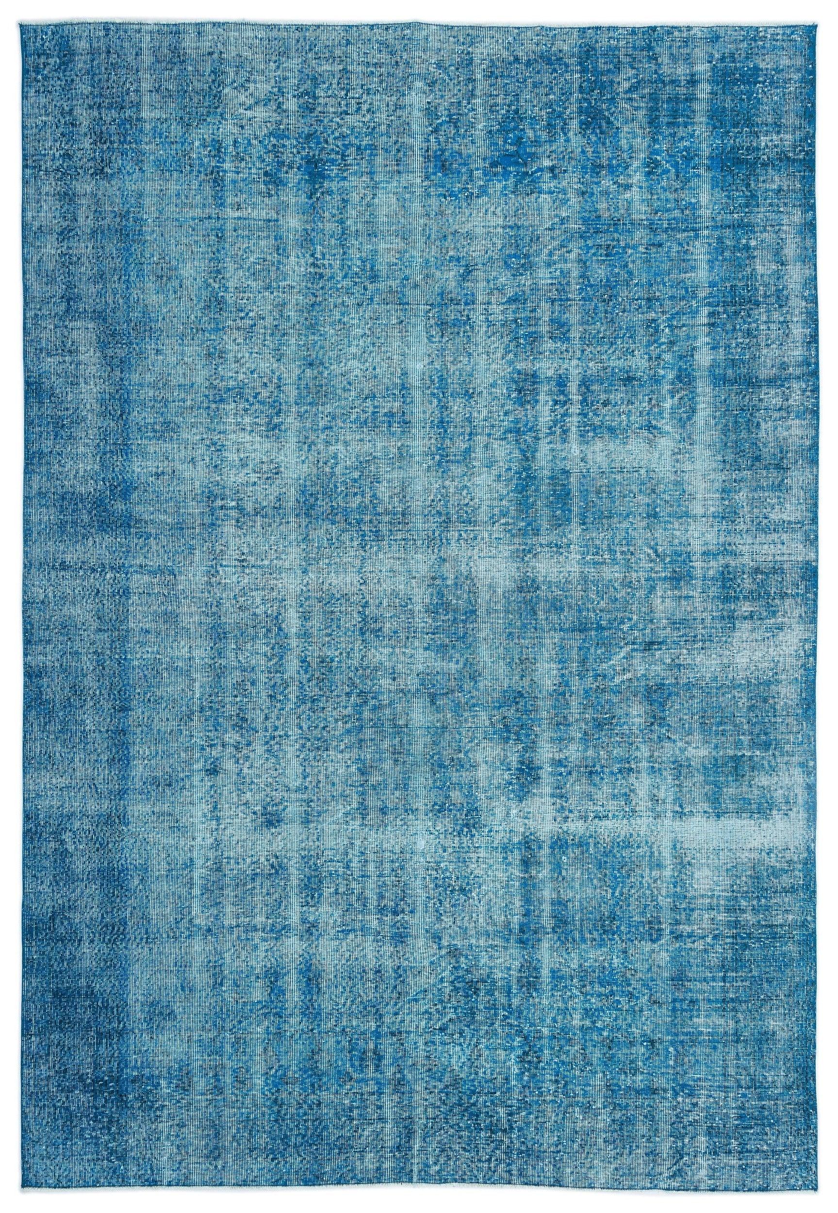 Beyaz Lacivert Eskitme Modern Yün Halı 216x320