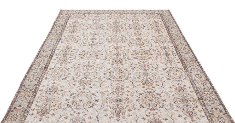 Bej Anadolu Eskitme Geometrik Yün Halı 179x302 - Özel Seri