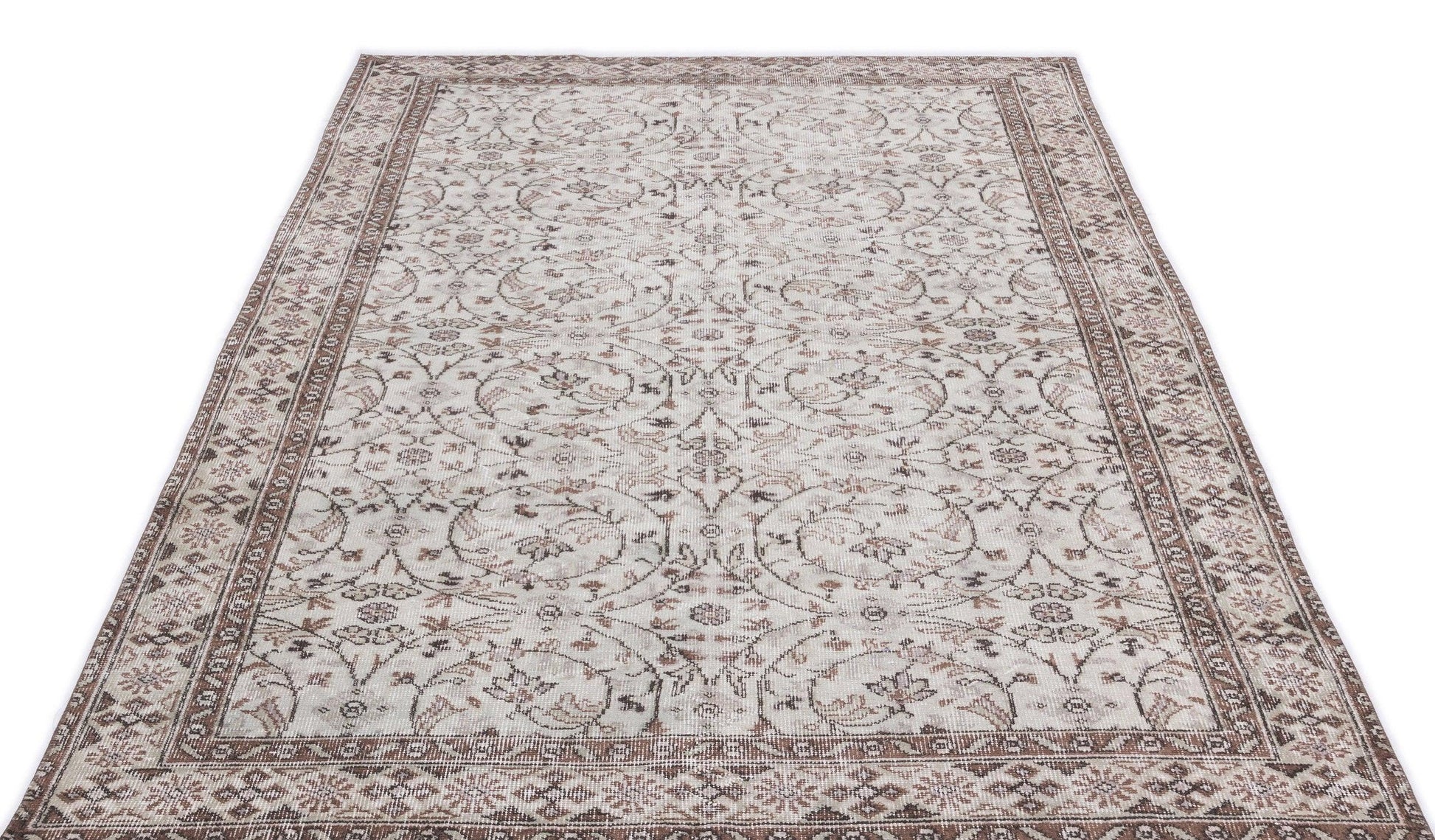 Bej Anadolu Eskitme Geometrik Yün Halı 146x261 - Özel Seri