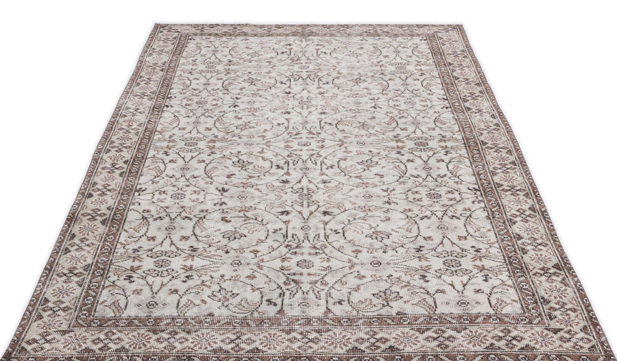 Bej Anadolu Eskitme Geometrik Yün Halı 146x261 - Özel Seri