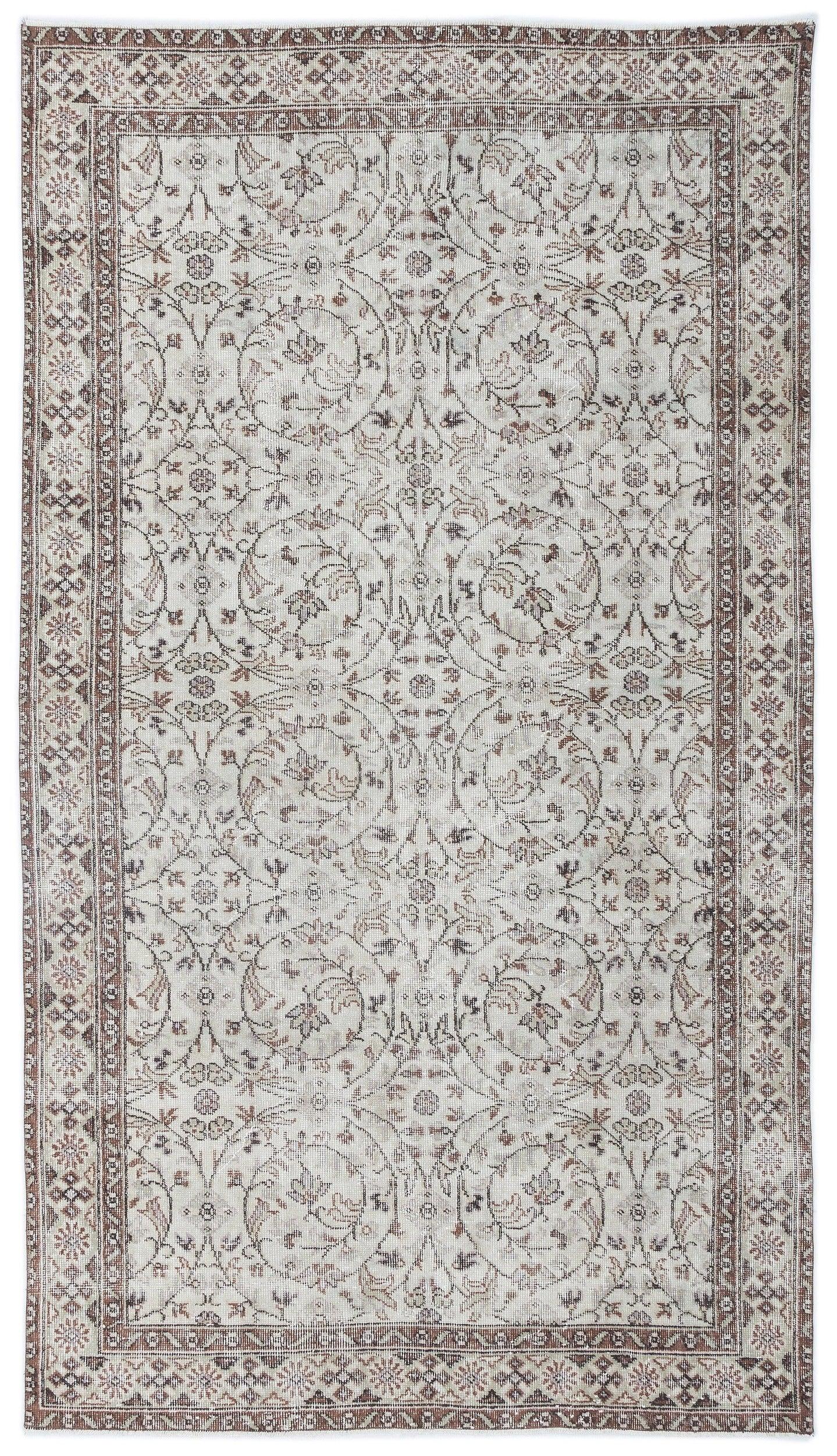 Bej Anadolu Eskitme Geometrik Yün Halı 146x261 - Özel Seri
