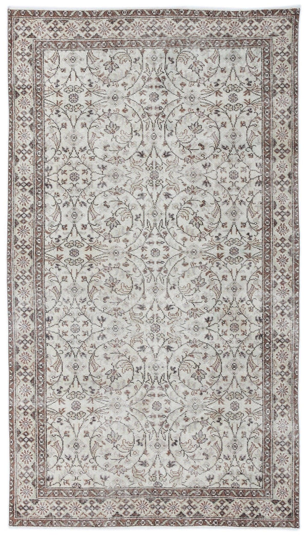 Bej Anadolu Eskitme Geometrik Yün Halı 146x261 - Özel Seri