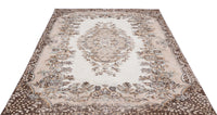 Cream & Brown Medallion Hand-Knotted Wool Rug 166x271 cm (5'5" x 8'11")