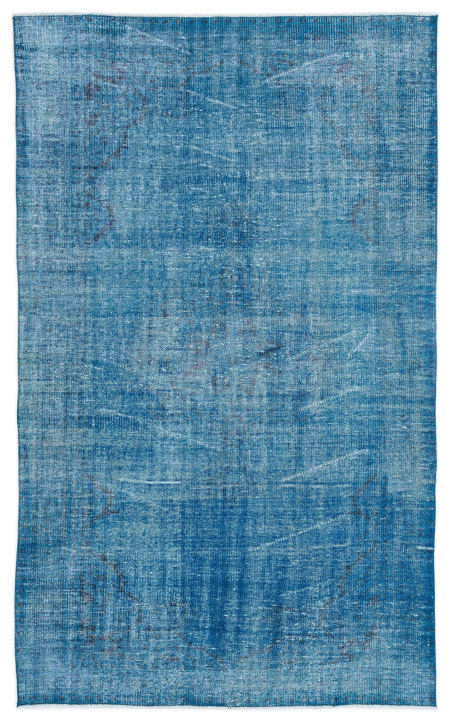 Blue and Grey Hand-Knotted Wool Rug 148x244 cm (4'10" x 8') – in the living room