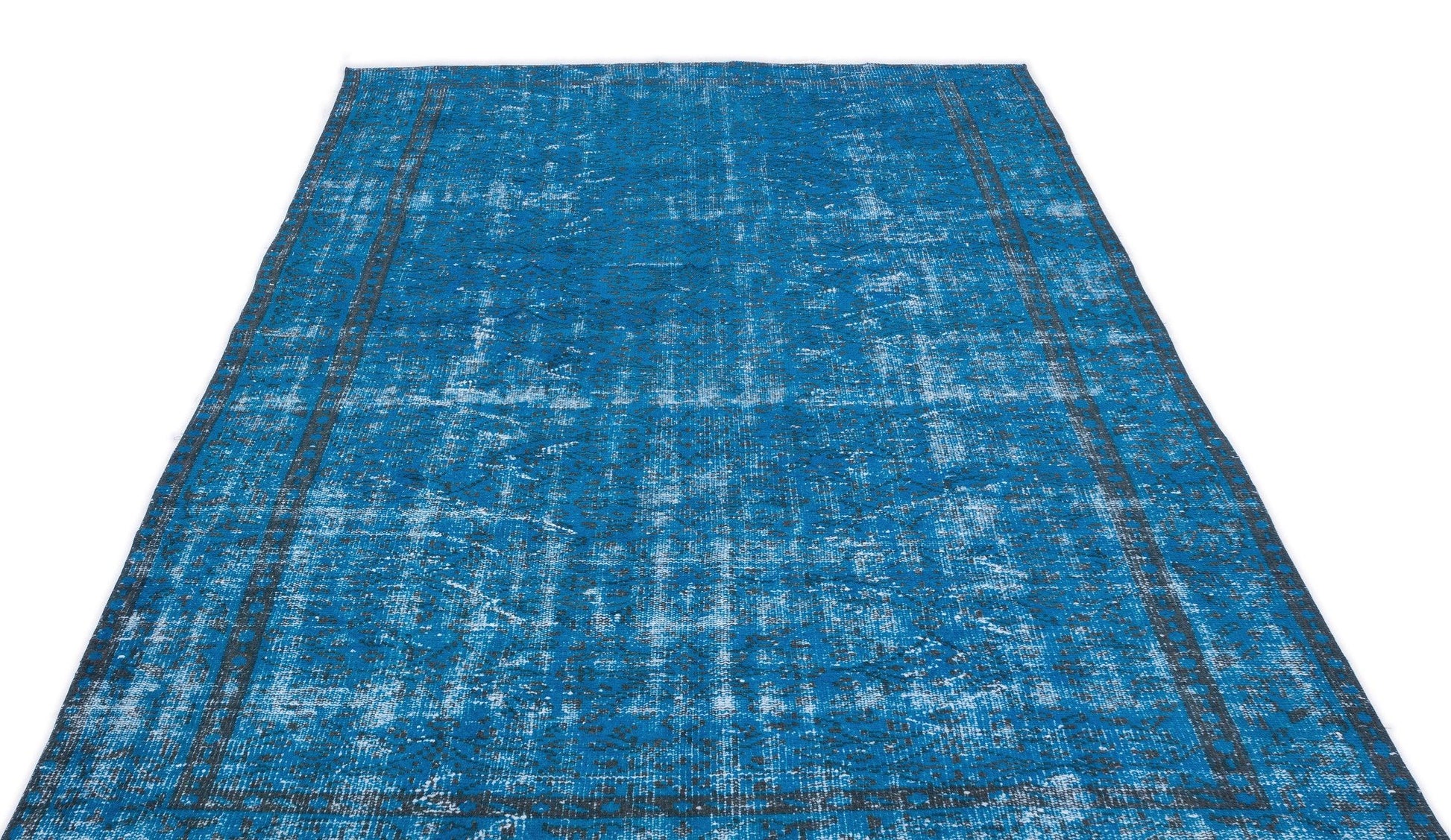 Beyaz Gri Eskitme Geometrik Yün Halı 178x304