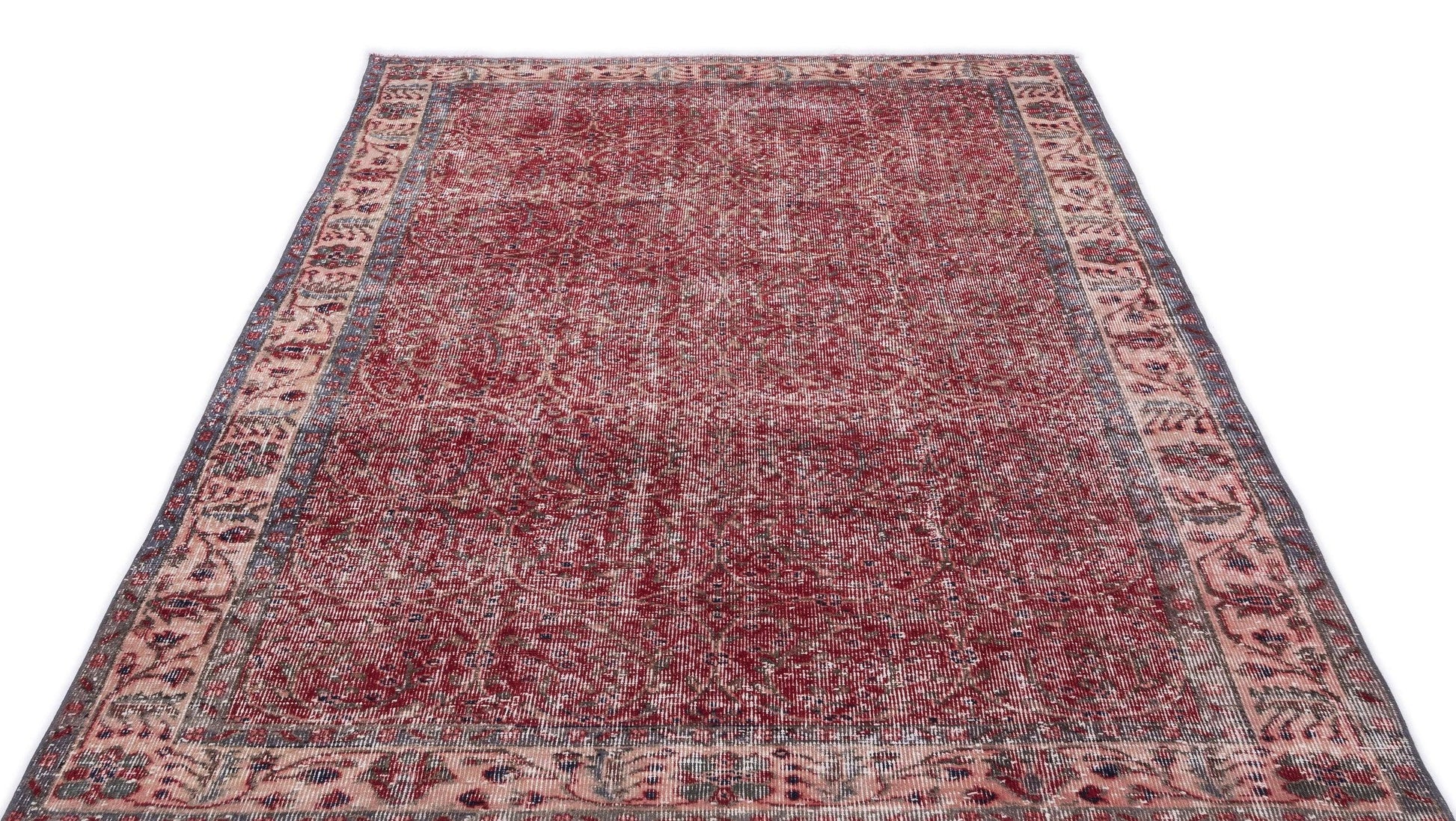 Kırmızı Anadolu Eskitme Klasik Yün Halı 151x255 - Özel Seri