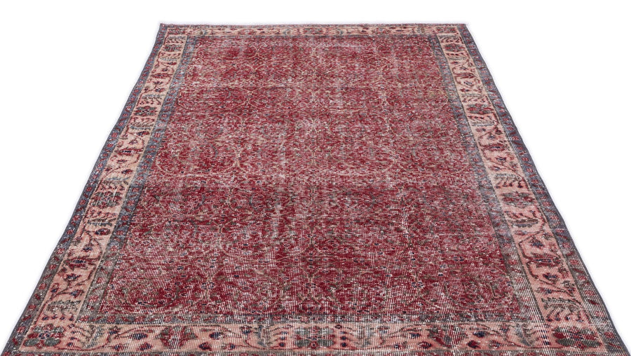 Kırmızı Anadolu Eskitme Klasik Yün Halı 151x255 - Özel Seri