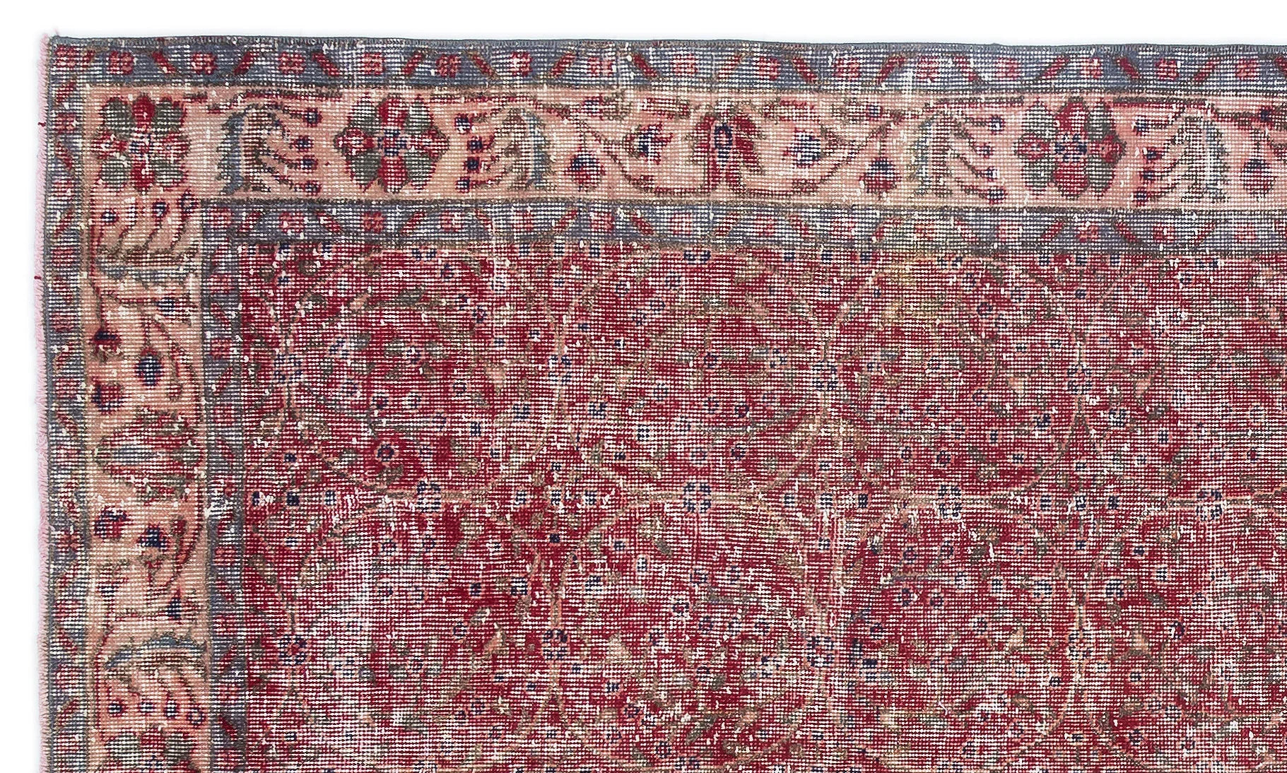 Kırmızı Anadolu Eskitme Klasik Yün Halı 151x255 - Özel Seri