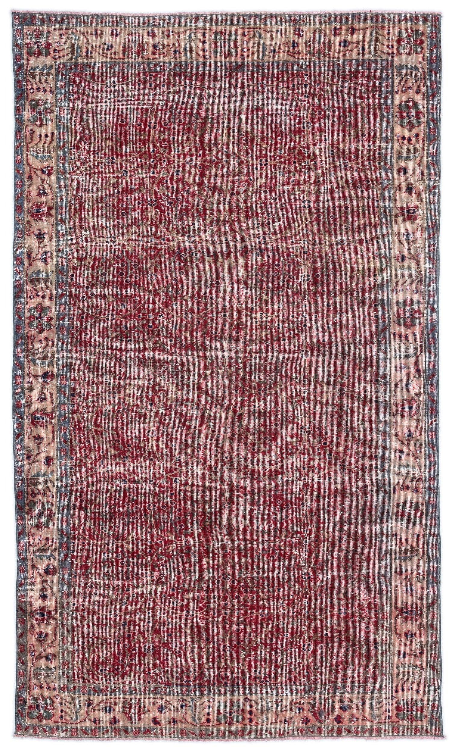 Kırmızı Anadolu Eskitme Klasik Yün Halı 151x255 - Özel Seri