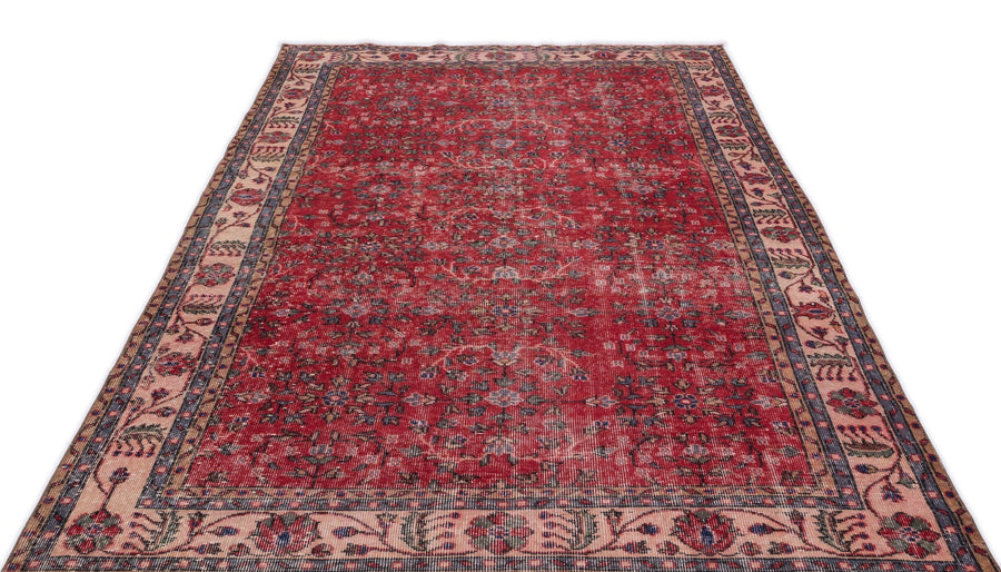 Kırmızı Anadolu Eskitme Klasik Yün Halı 164x285 - Özel Seri