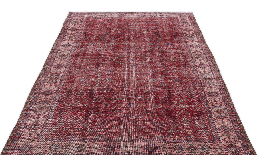 Kırmızı Anadolu Eskitme Geometrik Yün Halı 155x275 - Özel Seri
