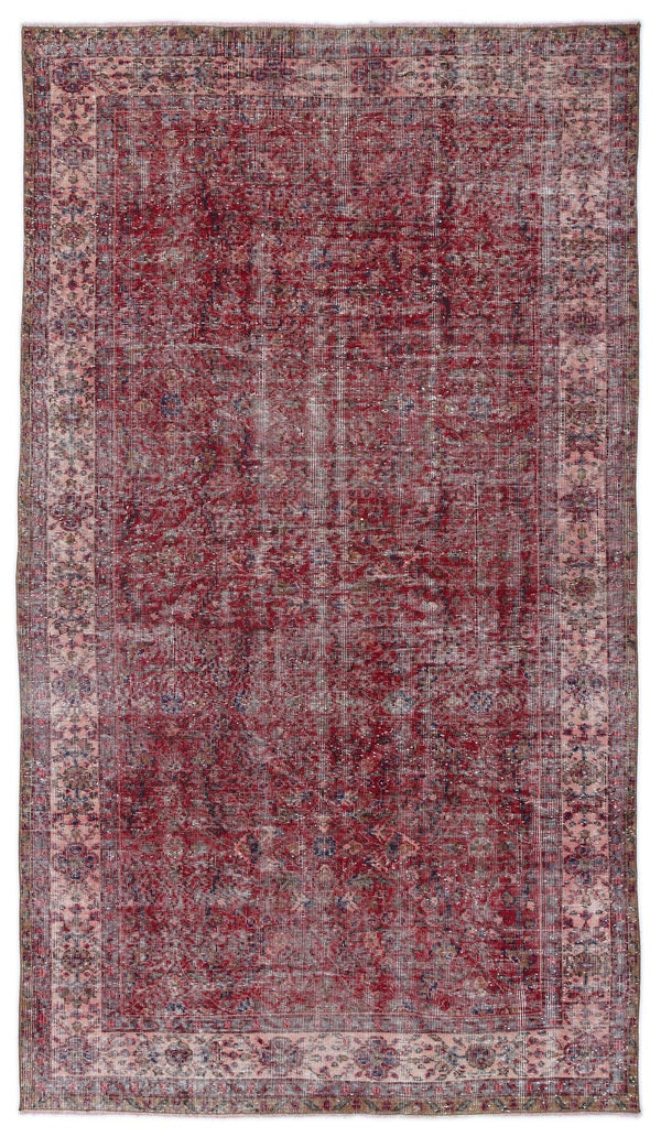 Kırmızı Anadolu Eskitme Geometrik Yün Halı 155x275 - Özel Seri