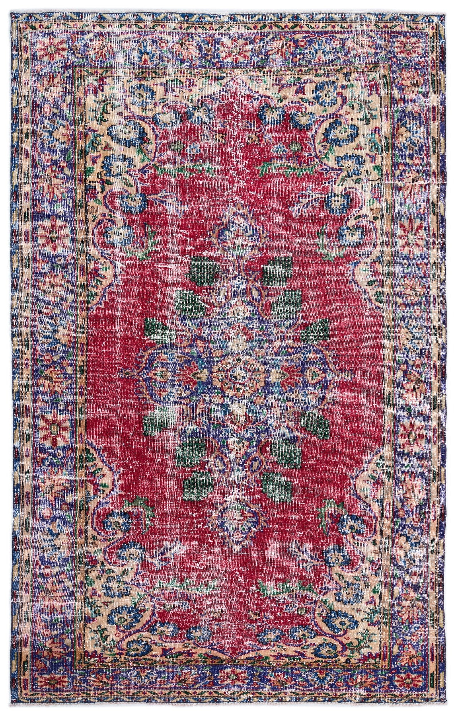 Atina Krem Eskitme Yün El Dokuma Halısı 190 x 305 Apex Unique