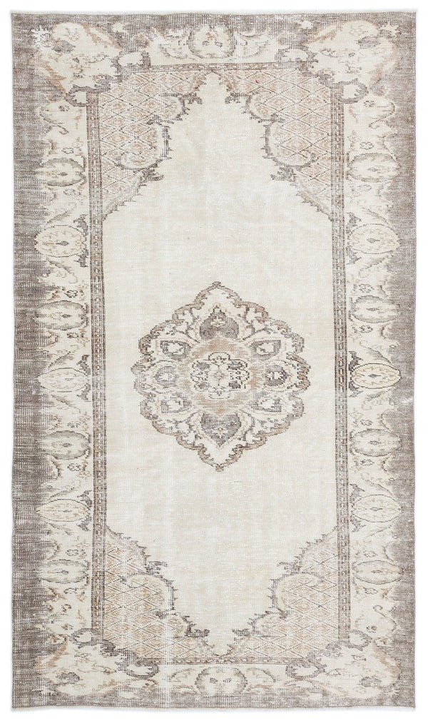 Bej Anadolu Eskitme Madalyonlu Yün Halı 173x302 - Özel Seri