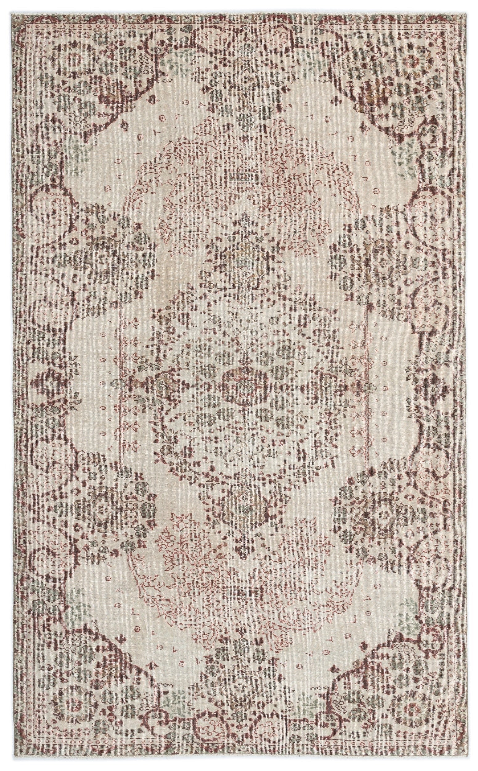 Atina Krem Eskitme Yün El Dokuma Halısı 174 x 285 Apex Unique