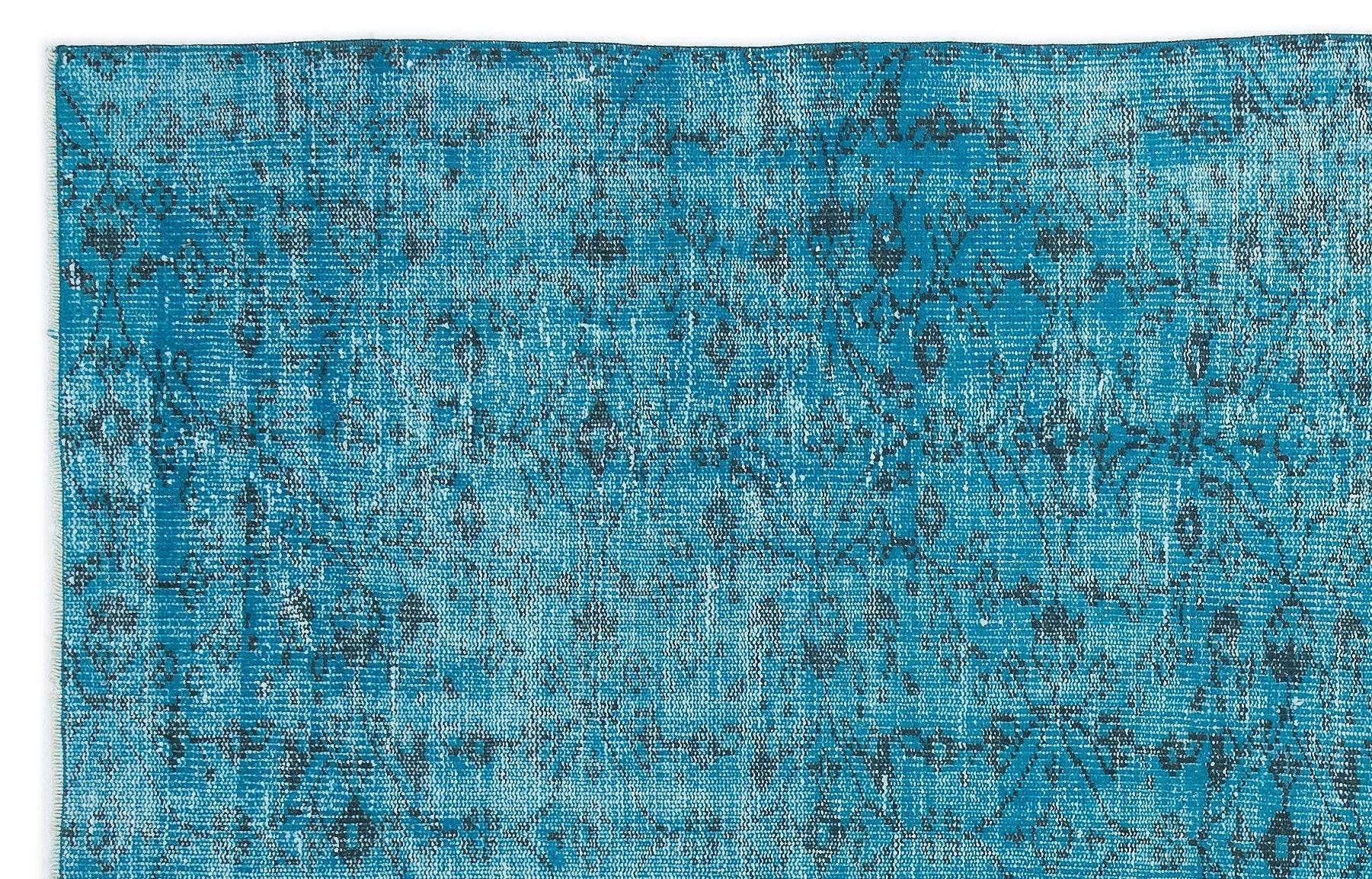 Gri Mavi Anadolu Bohem Geometrik Yün Halı 170x258 - Özel Seri