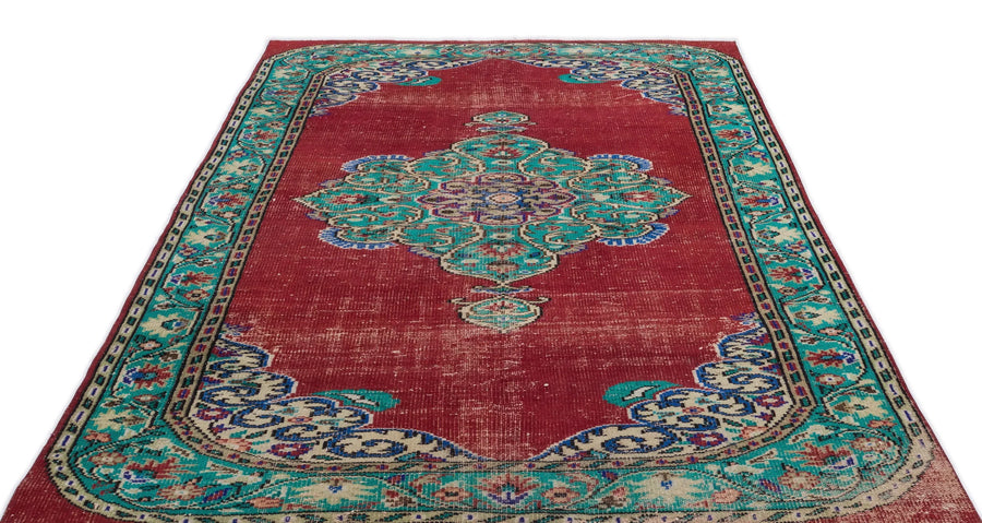 Kırmızı Isparta Geometrik Klasik Yün Halı 178x273 - Özel Seri