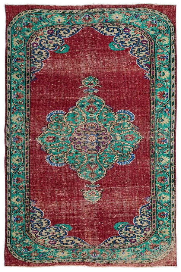 Kırmızı Isparta Geometrik Klasik Yün Halı 178x273 - Özel Seri