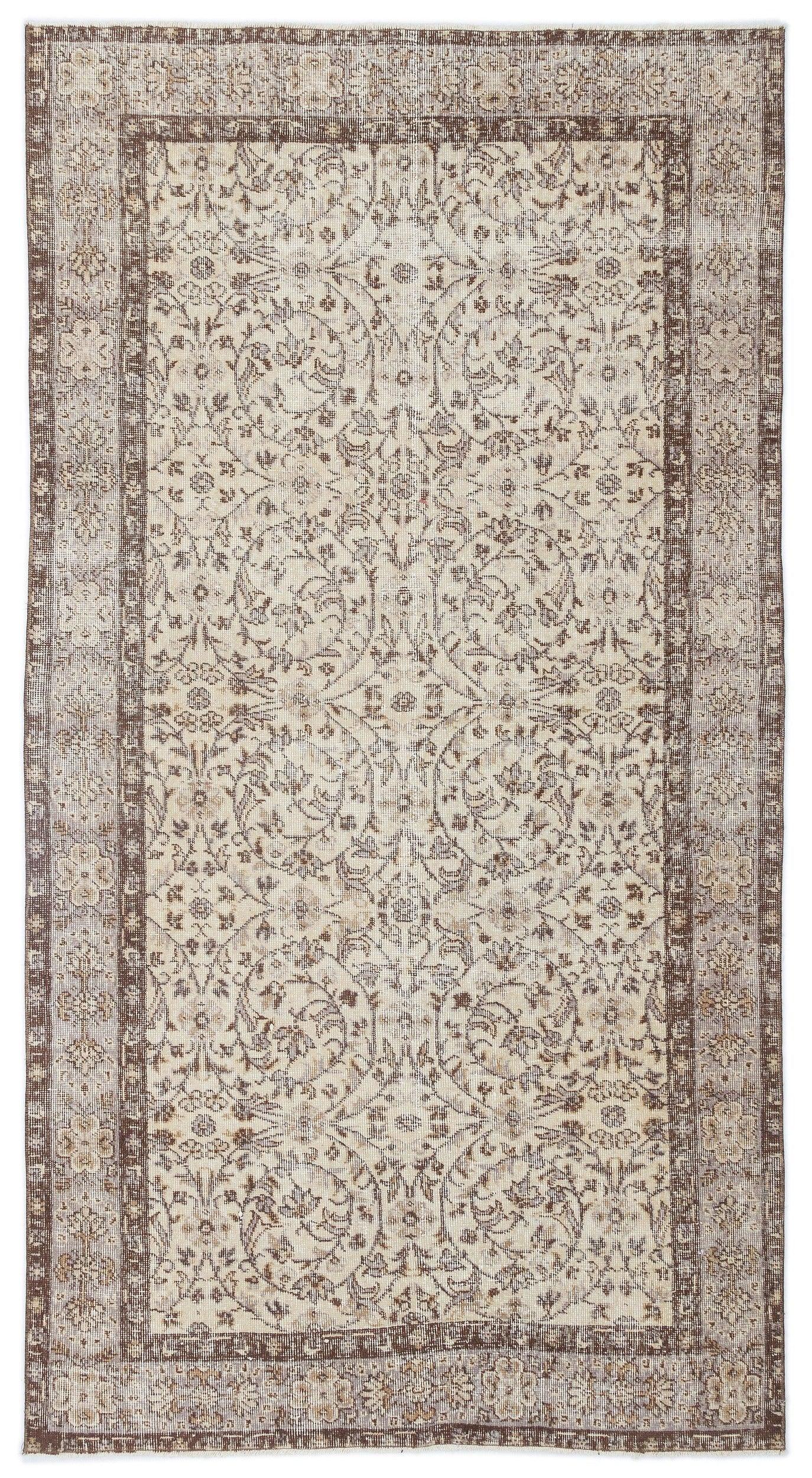 Bej Anadolu Eskitme Geometrik Yün Halı 142x267 - Özel Seri