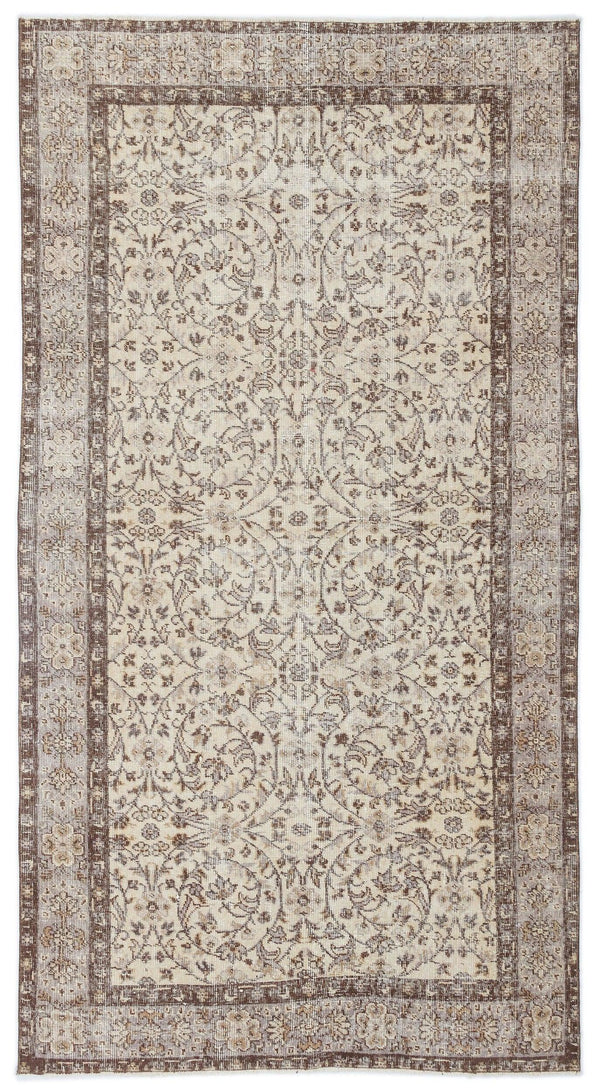 Bej Anadolu Eskitme Geometrik Yün Halı 142x267 - Özel Seri