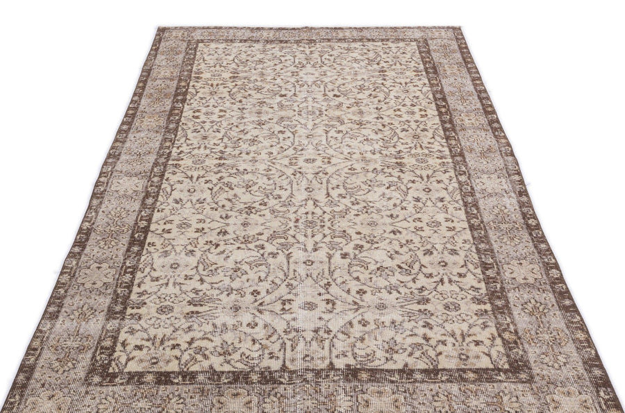 Bej Anadolu Eskitme Geometrik Yün Halı 142x267 - Özel Seri
