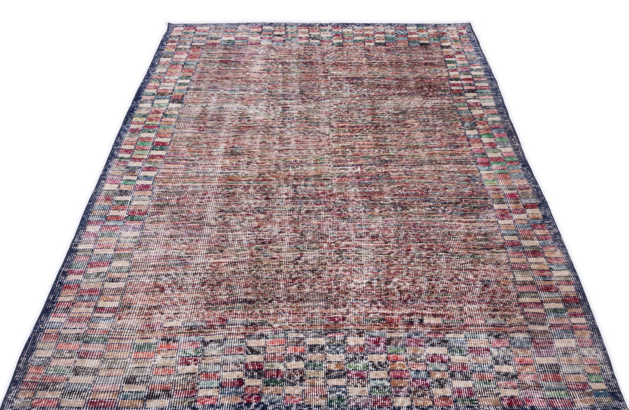 Bej Anadolu Eskitme Geometrik Yün Halı 116x221 - Özel Seri
