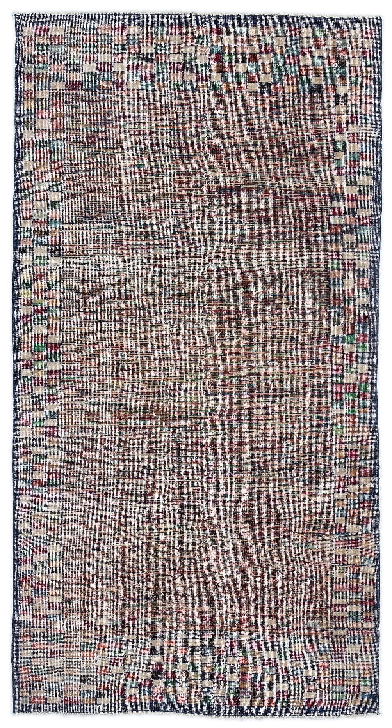 Bej Anadolu Eskitme Geometrik Yün Halı 116x221 - Özel Seri