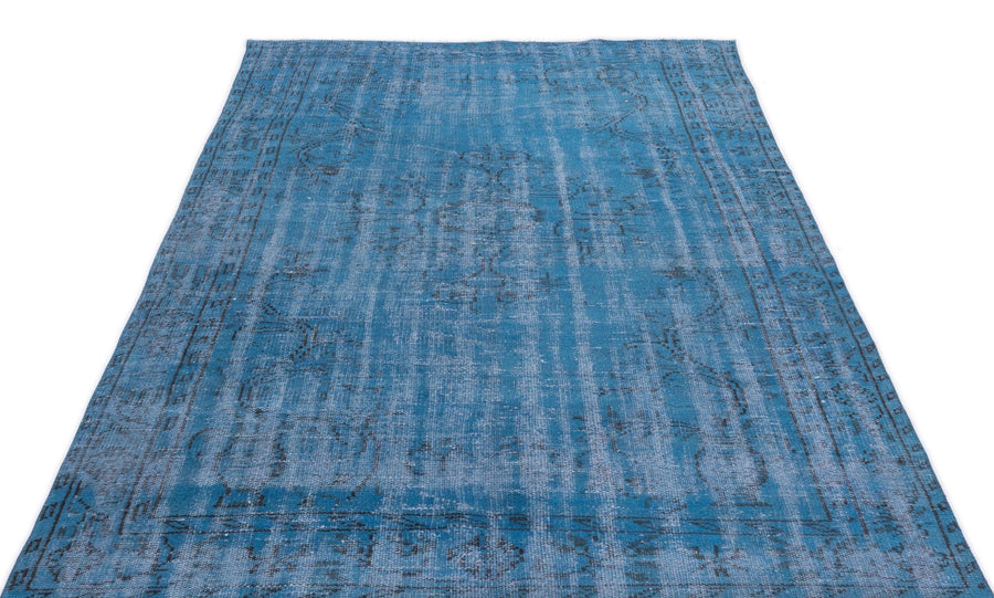 Gri Lacivert Eskitme Klasik Yün Halı 147x247