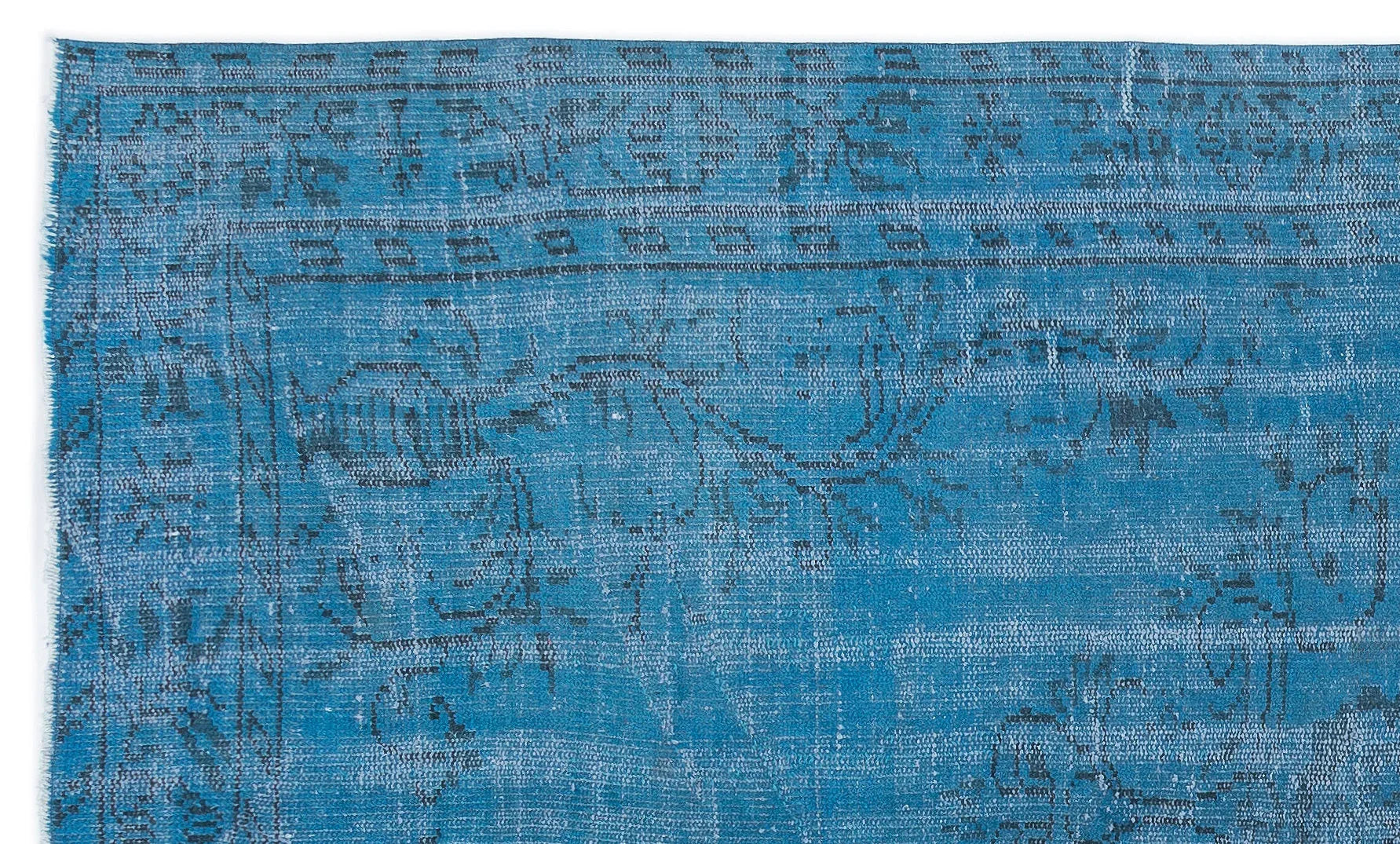 Gri Lacivert Eskitme Klasik Yün Halı 147x247